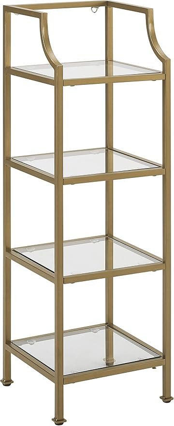 Crosley Furniture Aimee Short Bookshelf with Glass Shelves, Small Bookcase Storage, Gold and Glas... | Amazon (US)