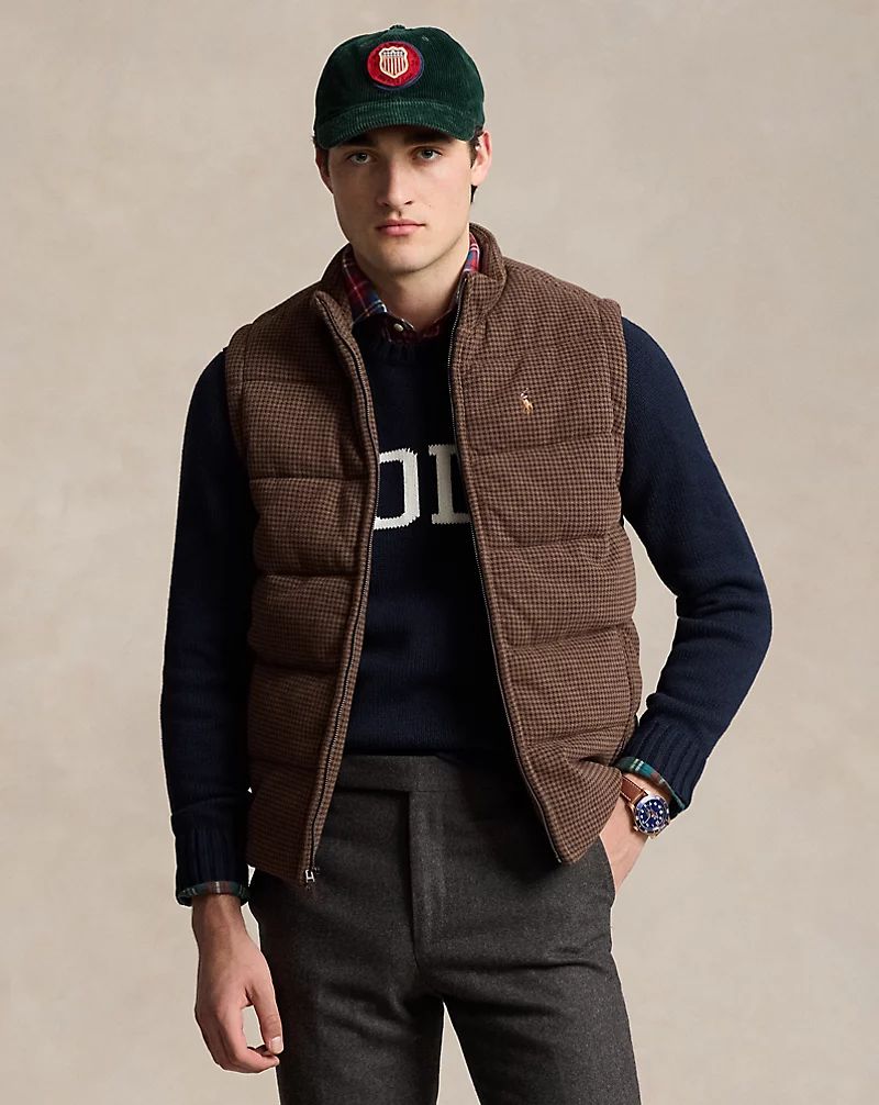 Houndstooth Double-Knit Gilet for Men | Ralph Lauren® UK | Ralph Lauren (UK)