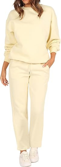 FUPHINE Women's Two Piece Oversized Loose Outfits Pullover & Pants Sweatsuits Lounge Sets | Amazon (US)