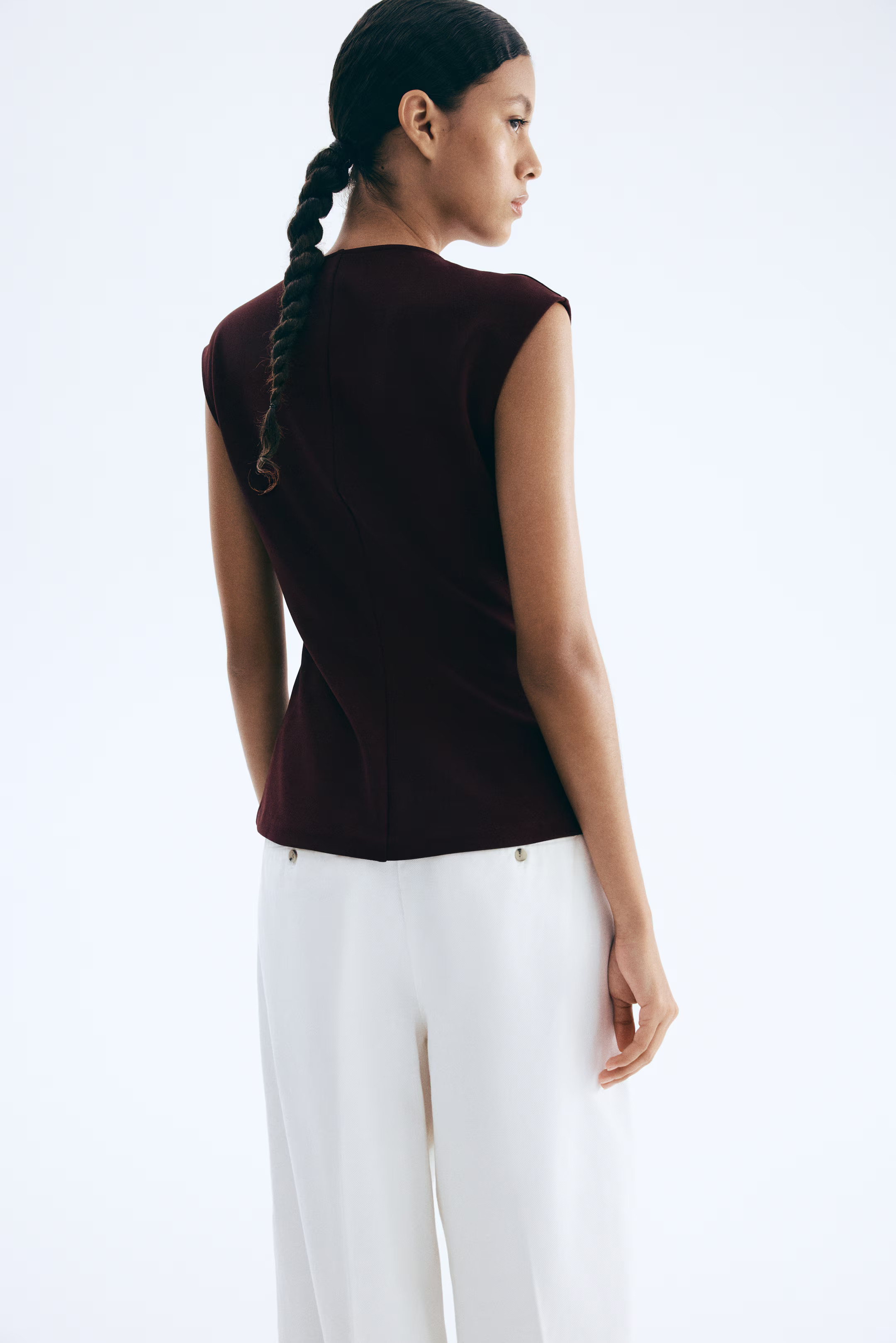Interlock waistcoat - Burgundy - Ladies | H&M GB | H&M (UK, MY, IN, SG, PH, TW, HK)