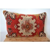 Turkish Pillow Cover, 16"" X 24"" Decorative Pillow, Handmade Couch Boho Throw Wool Home Decor, Pe-1173 | Etsy (US)