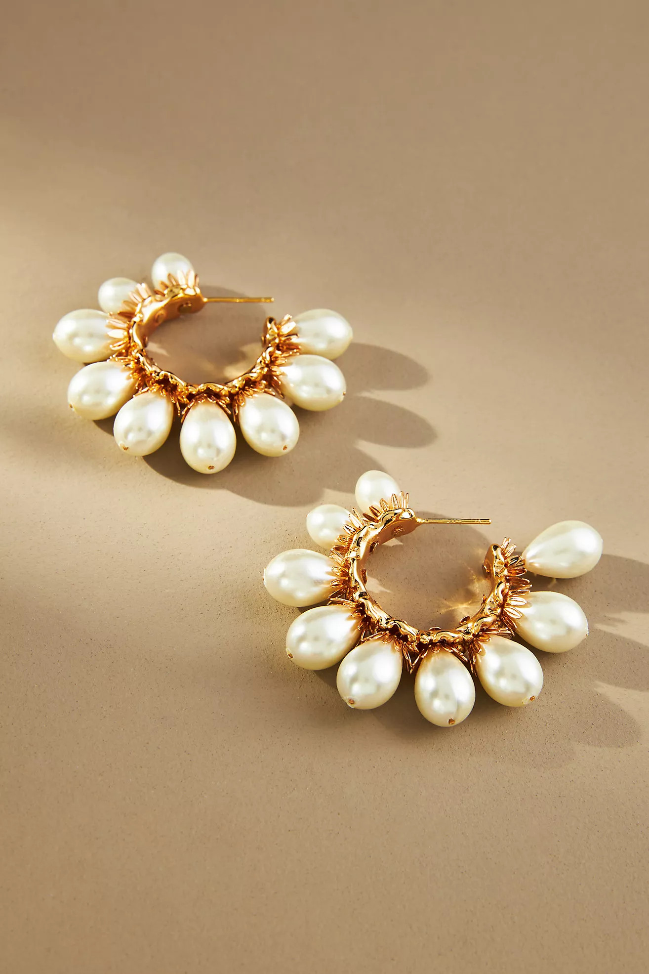 Floral Hoop Pearl Earrings | Anthropologie (US)