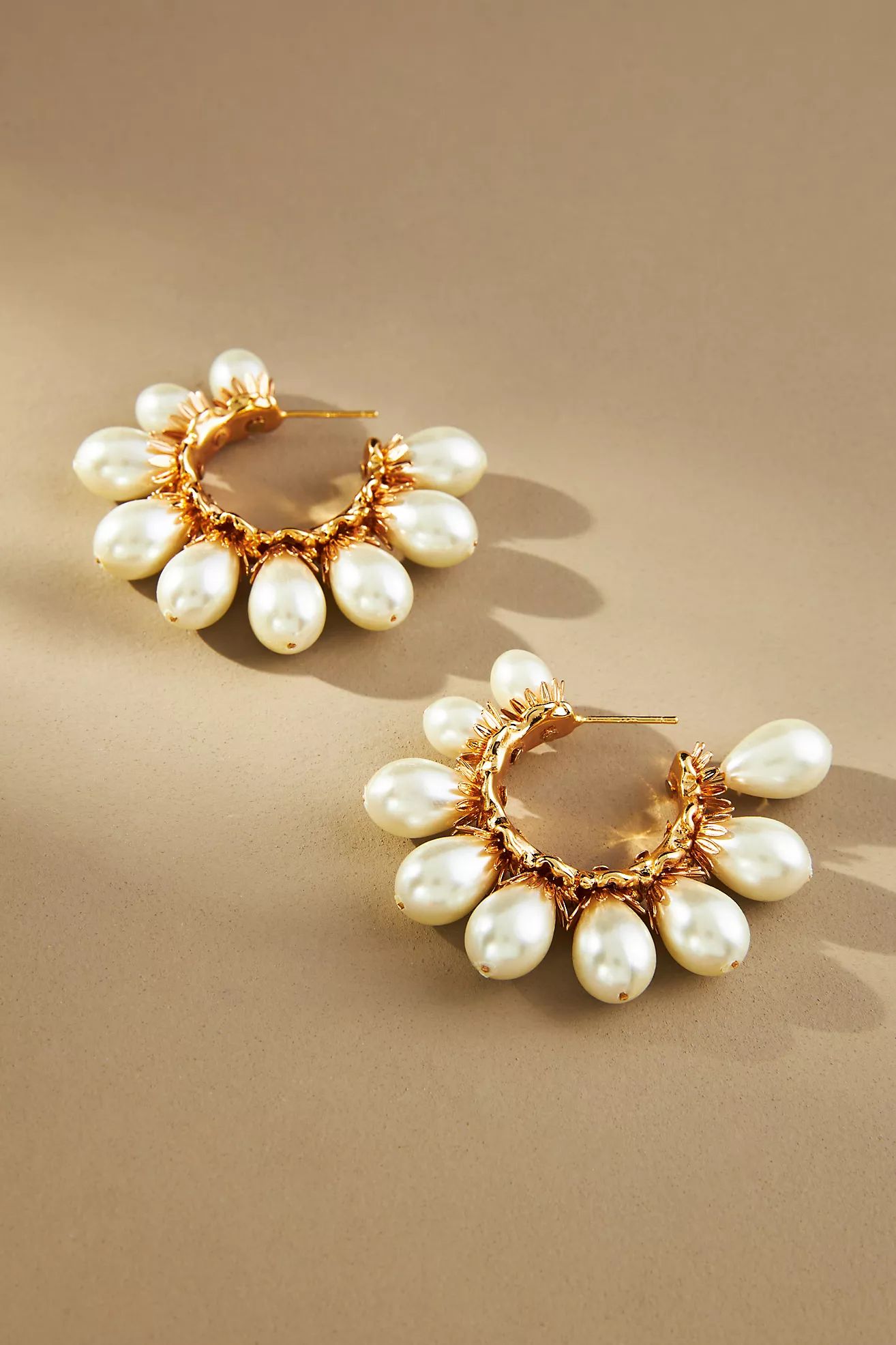 Floral Hoop Pearl Earrings | Anthropologie (US)