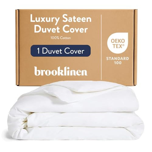 Brooklinen Luxury Sateen Duvet Cover - 100% Cotton, King/California King Size in White with Extra-Long Corner Ties and Button Closure - Best King/Cali King Duvet Covers | Amazon (US)