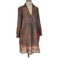 Zara Basic Casual Dress - Popover: Brown Paisley Pattern Dresses - Used - Size Small | ThredUp (US)