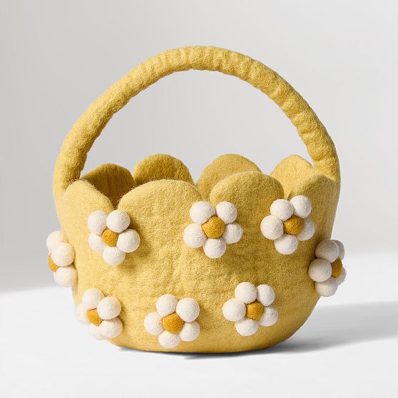 Flower Felt Basket, Yellow | West Elm (US)