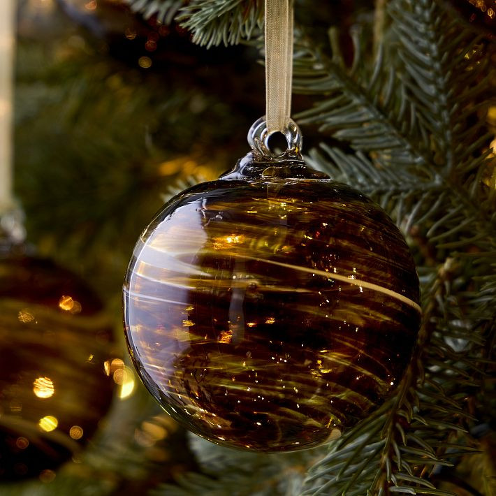 Small Marbled Glass Ball Ornaments (Set of 4) | West Elm (US)