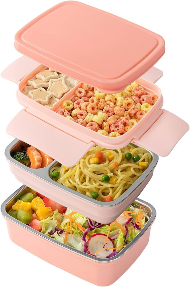 Freshmage Stainless Steel Bento Box Adult Lunch Box, Leakproof Stackable Large Capacity Dishwashe... | Amazon (US)
