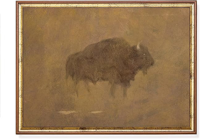 Buffalo Painting, Vintage Animal Print, Antique Artwork, Rustic Moody Fine Art, Farmhouse Decor, ... | Amazon (US)