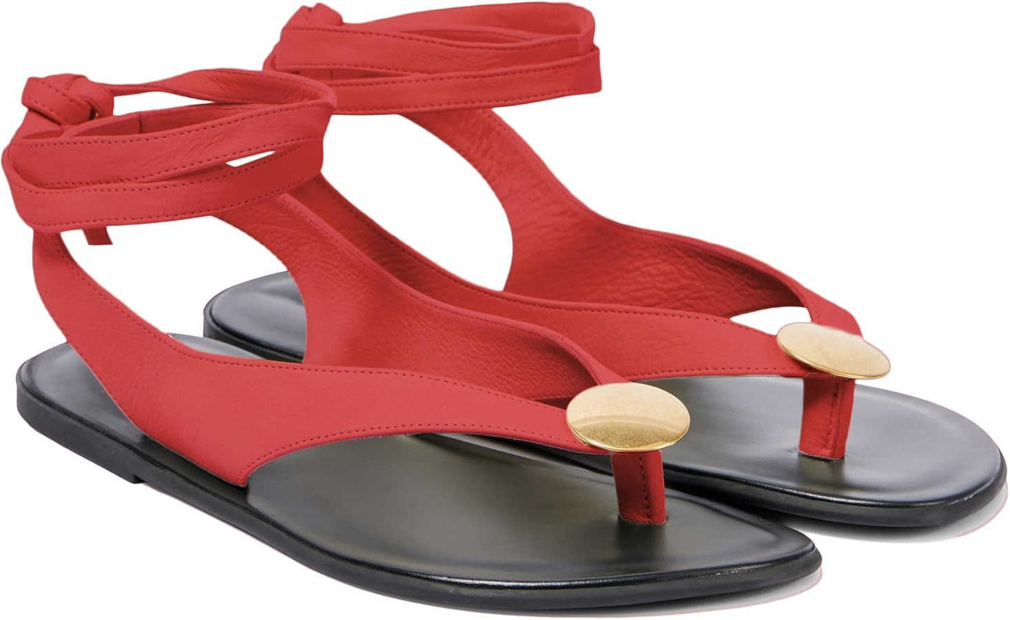 Suede Flat Sandals for Women with Metal Circular Ankle Strappy Ladies Fashion Cute Summer Flip Fl... | Amazon (US)