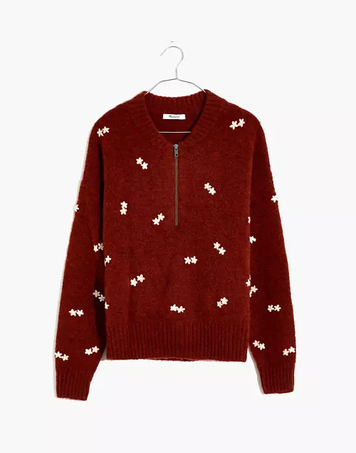 Plus Embroidered Enfield Half-Zip Sweater | Madewell