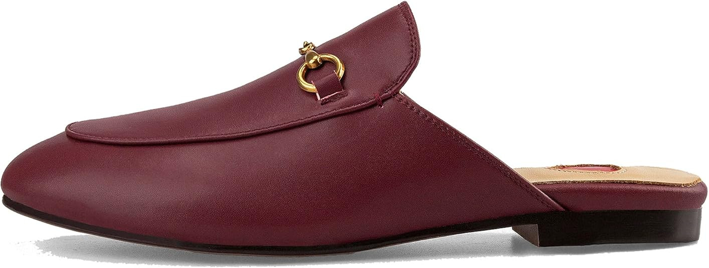 Arqa Mules for Women Almond Toe Leather Flats Slip-on Comfort Backless Loafers Buckle Mule Shoes | Amazon (US)