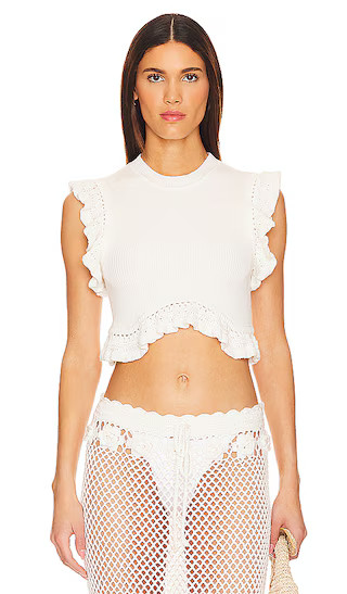 Zanea Ruffle Top in White | Revolve Clothing (Global)