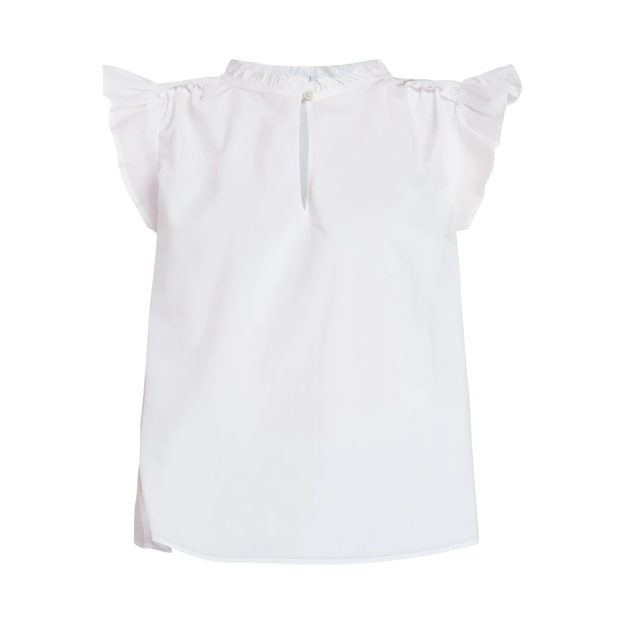 Time and Tru Women's Cotton Split Neck Top with Flutter Sleeves, Sizes XS-XXXL | Walmart (US)