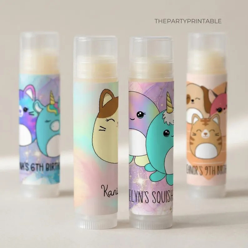 Squishy Plush Birthday Party Favors Girls Tween Lip Balm - Etsy | Etsy (Global)