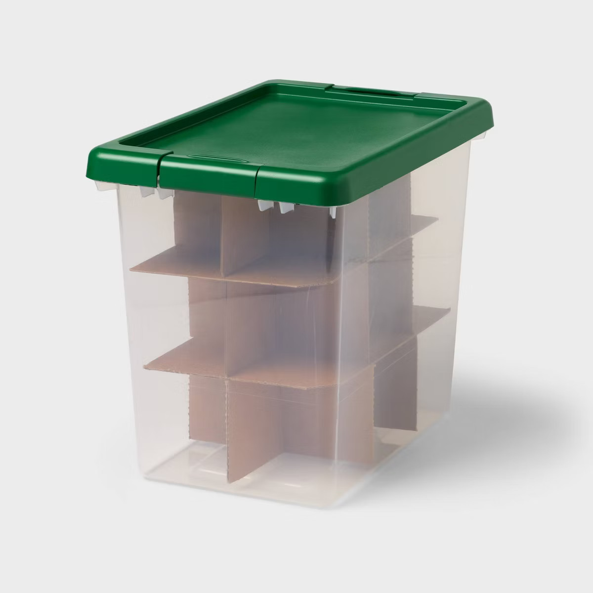 Medium Latching Clear Ornament Storage Box with Green Lid - Brightroom™ | Target