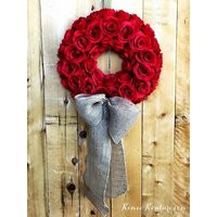 Red Wedding Rose Wreath. Red Door Wreath. Holiday Pick Rose Color | Etsy (US)