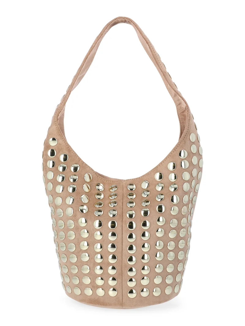 Madden NYC Women's Studded Bucket Shoulder Bag, Khaki | Walmart (US)