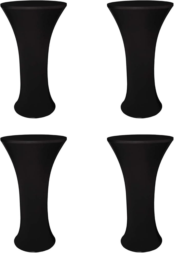4PCS 32 inch Black Round Cocktail Tablecloth with Stretch Spandex Table Cover for Fitted Bar Wedd... | Amazon (US)