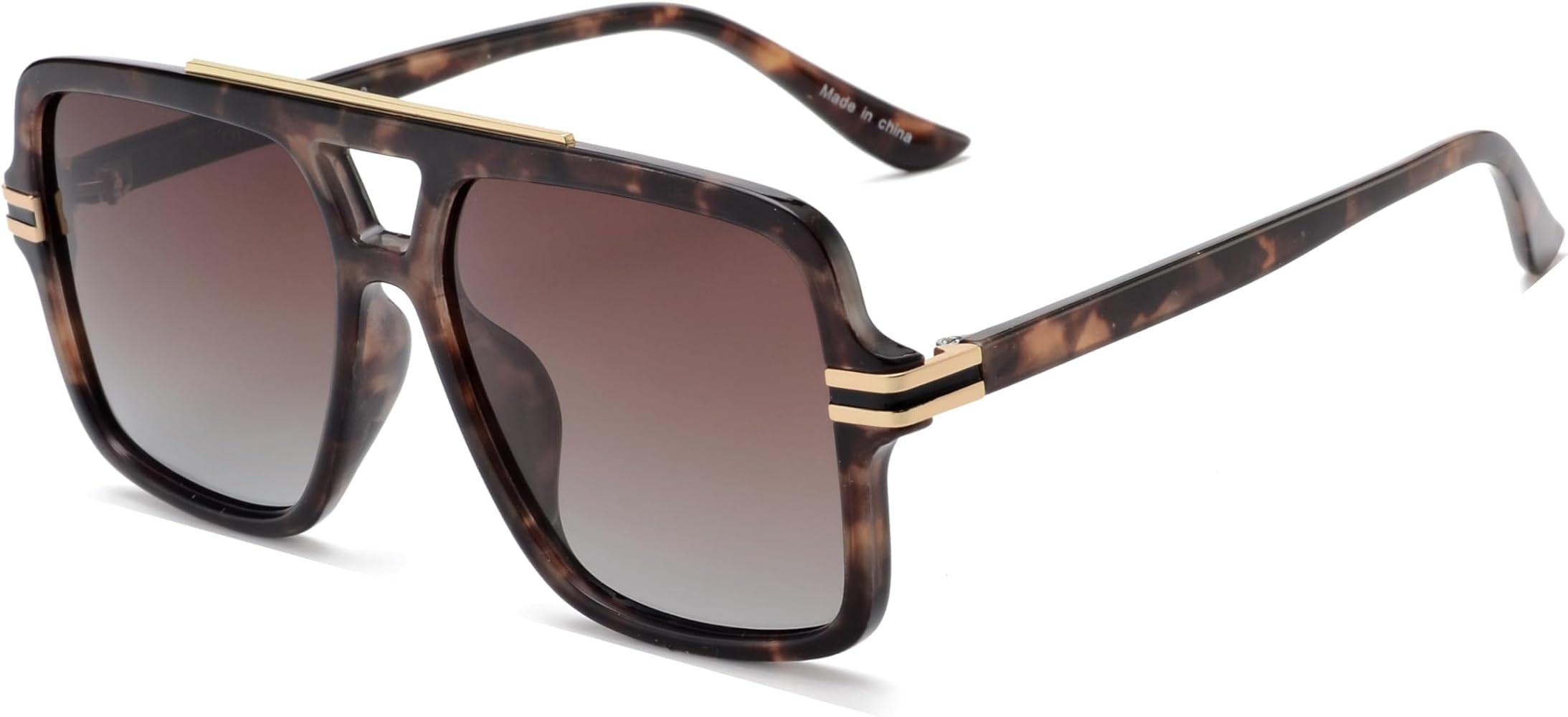 OUWEN Retro Oversized Polarized Square Sunglasses Womens Mens, Trendy Designer Big Rectangle Sun ... | Amazon (US)
