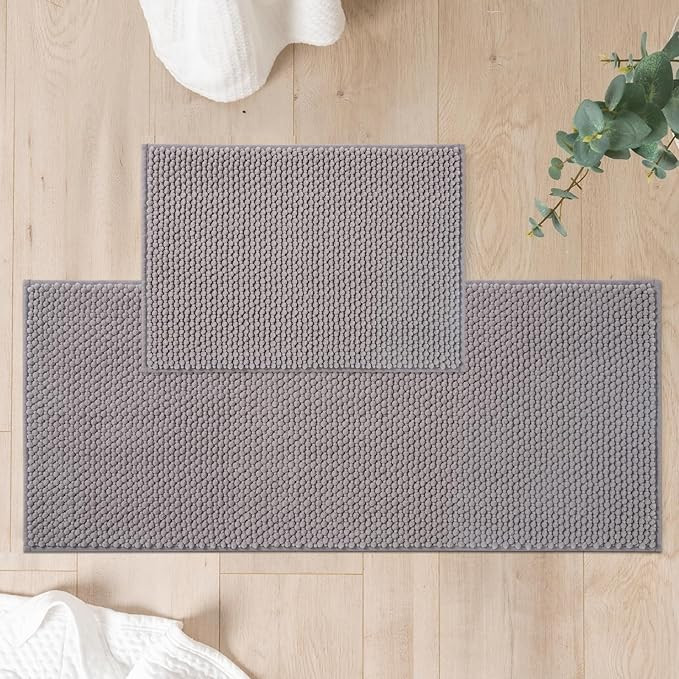 FRESHMINT Chenille Bathroom Rugs Sets 2 Piece 17"x24"+20"x47", Non-Slip Bath Mats Set for Bathroo... | Amazon (US)