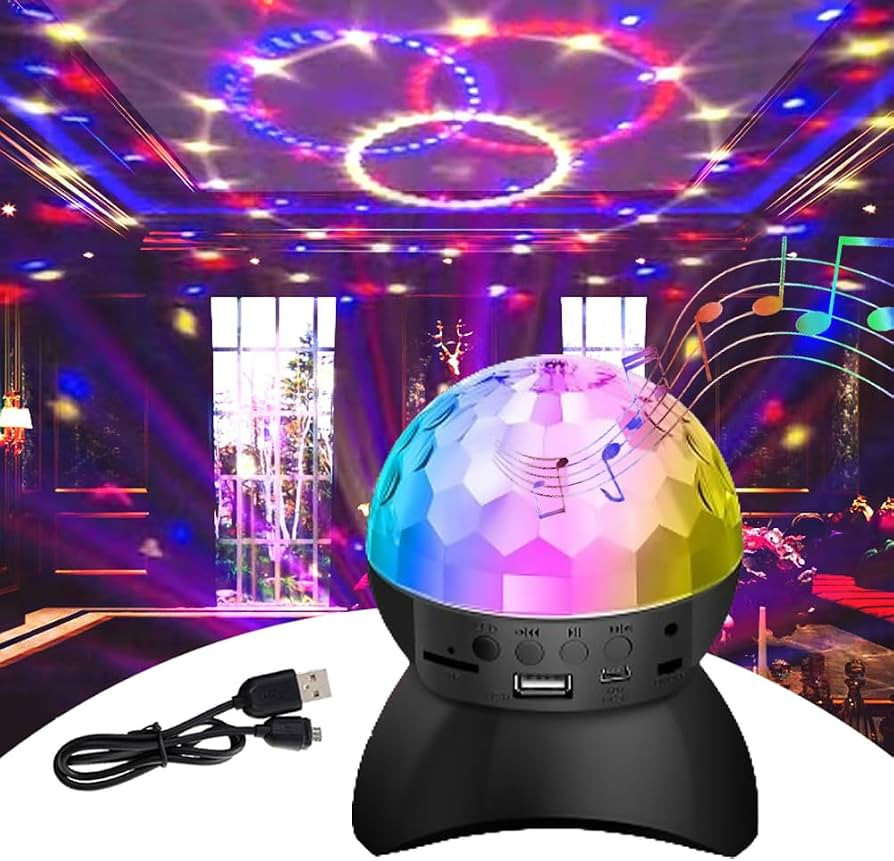 Disco Ball Light, LED Party Lights with Bluetooth Speaker RGB Stage Lights, Portable Crystal DJ S... | Amazon (US)