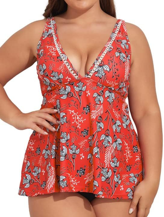 Benfoly Plus Size Tankini Bathing Suits for Women Tummy Control Swimsuits 2 Piece Flowy Tank Top ... | Amazon (US)