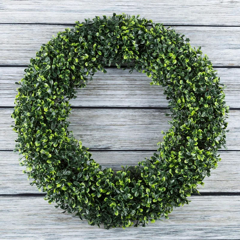Inch Boxwood Wreath - Round UV Resistant Artificial Spring, Summer, Fall, or Winter Wreath - Indo... | Wayfair North America