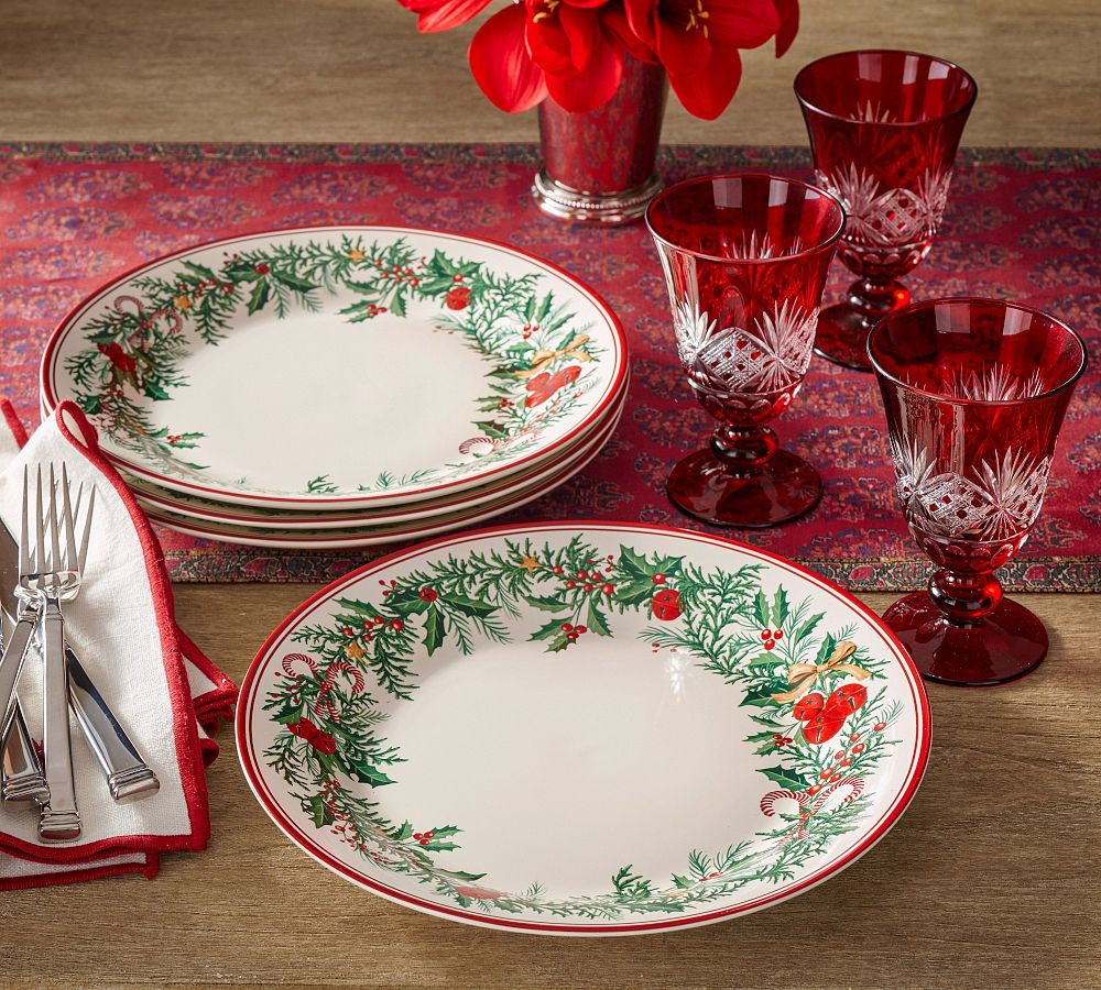 Holiday Classics Garland Dinner Plates - Set of 4 | Pottery Barn (US)