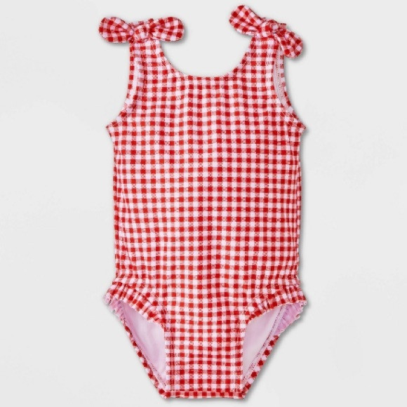 Cat & Jack Red Checkered One Piece Swimsuit | Poshmark