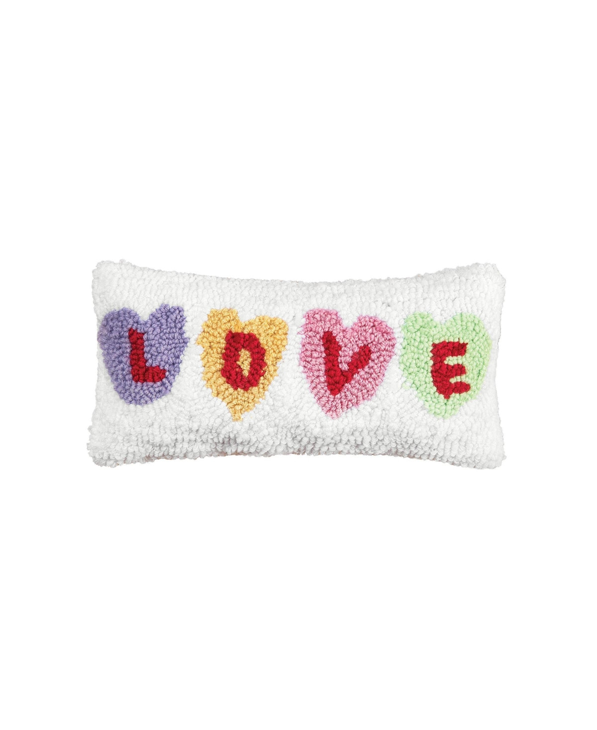 C&F Home 6" x 12" Valentine's Day "Love" Hearts Small/Petite Hooked Accent Throw Pillow - White | Macy's