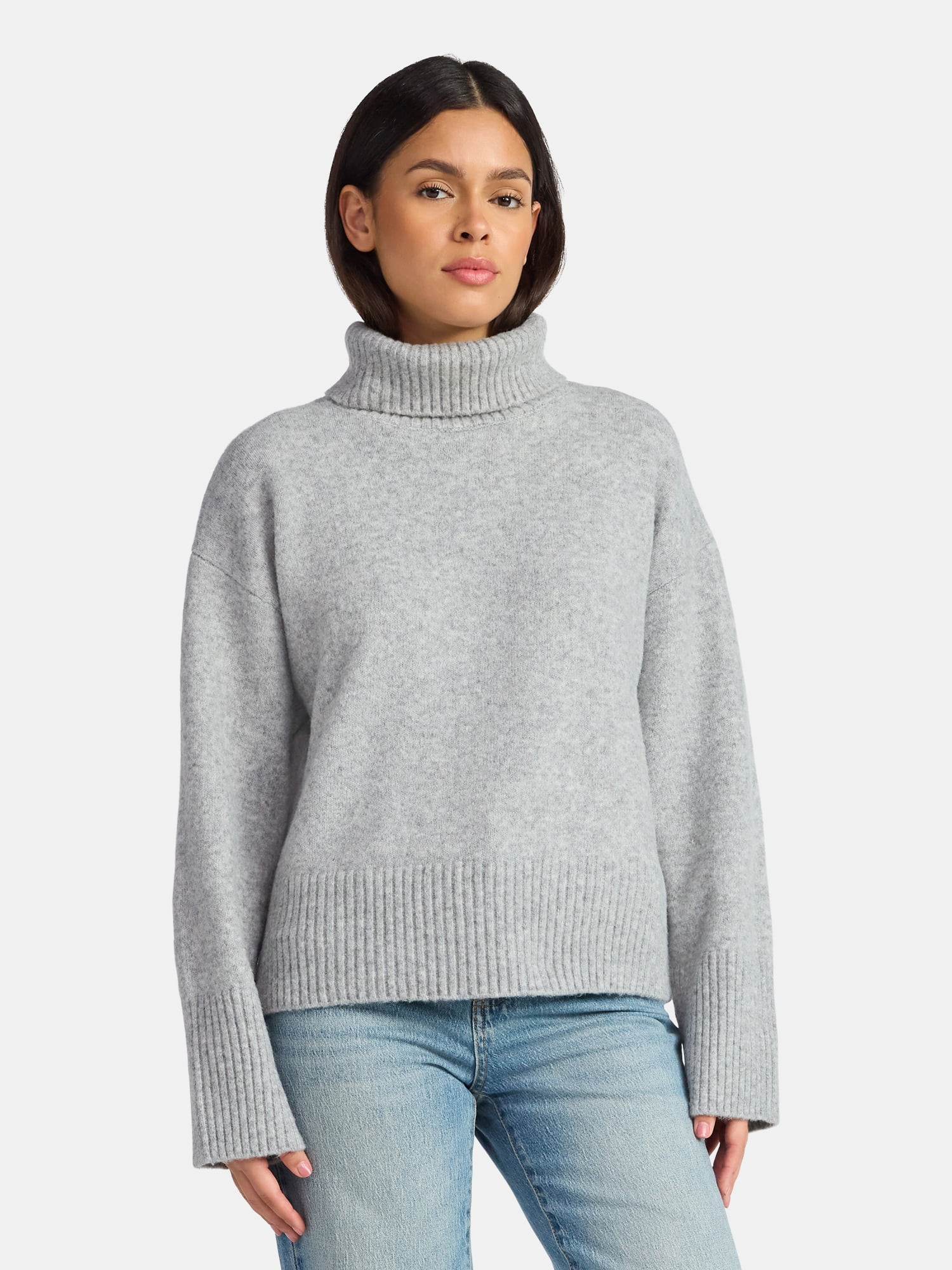 Time and Tru Women's Chunky Turtleneck Pullover Sweater with Long Sleeves, Mid-weight, Sizes XS-X... | Walmart (US)