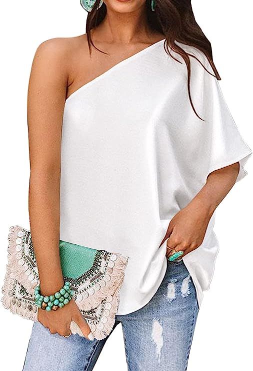 MIHOLL Womens Sexy Off Shoulder Short Sleeve Casual Summer Tops Shirts Blouse | Amazon (US)
