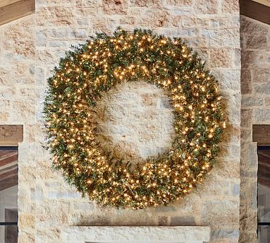 Faux Pre-Lit Aspen Spruce Wreath | Pottery Barn (US)