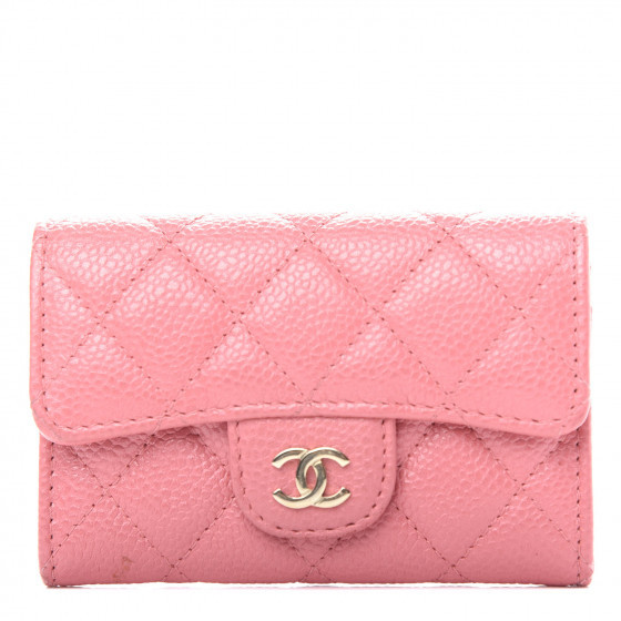 Caviar Quilted Flap Card Holder Pink | Fashionphile