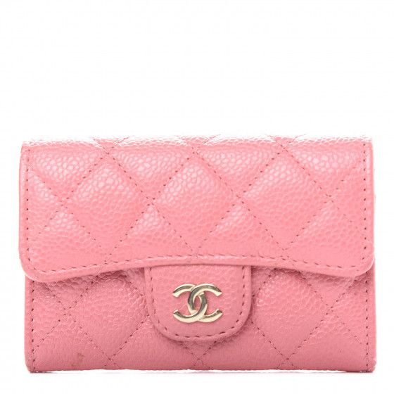 Caviar Quilted Flap Card Holder Pink | Fashionphile