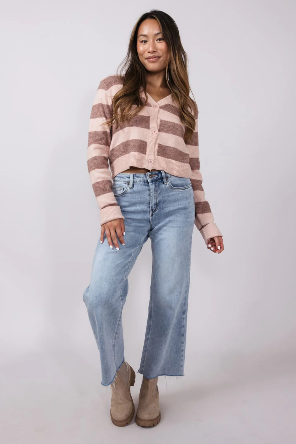 Mica High Rise Wide Leg Raw Hem Jeans for Women | Glik's