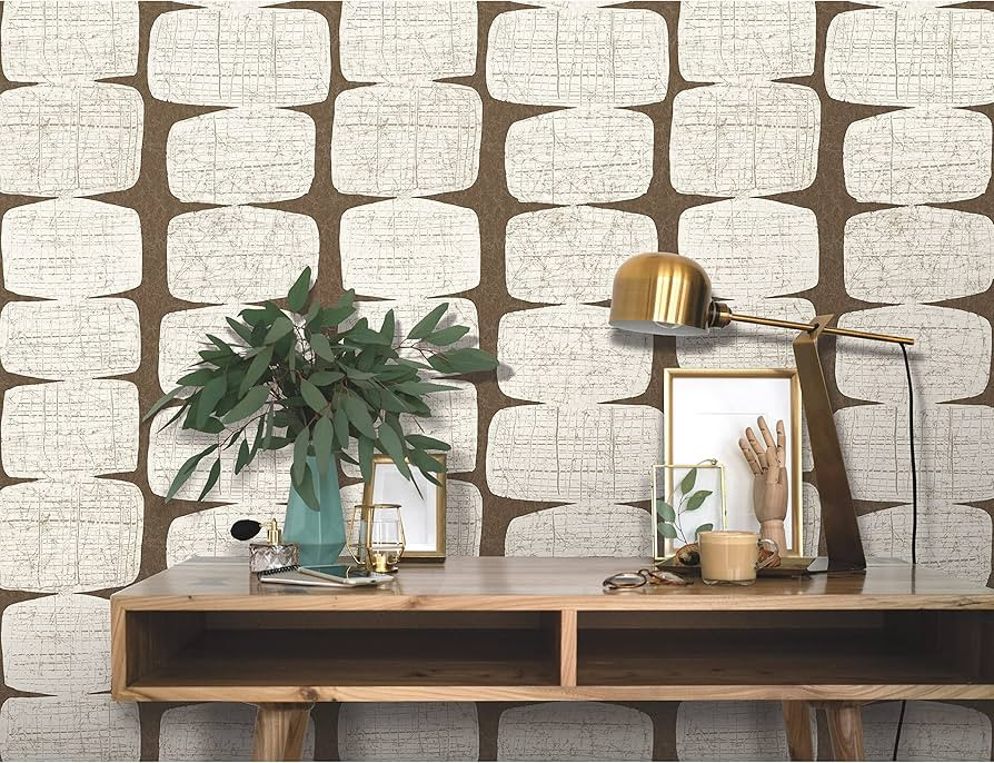 RoomMates RMK12349PL Mid-Century Beads Peel and Stick Wallpaper, Brown | Amazon (US)
