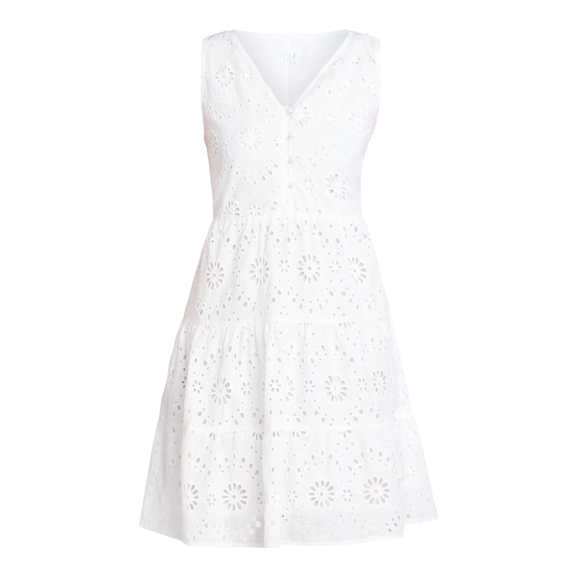 Time and Tru Women's Sleeveless Eyelet Dress, Sizes XS-XXXL | Walmart (US)