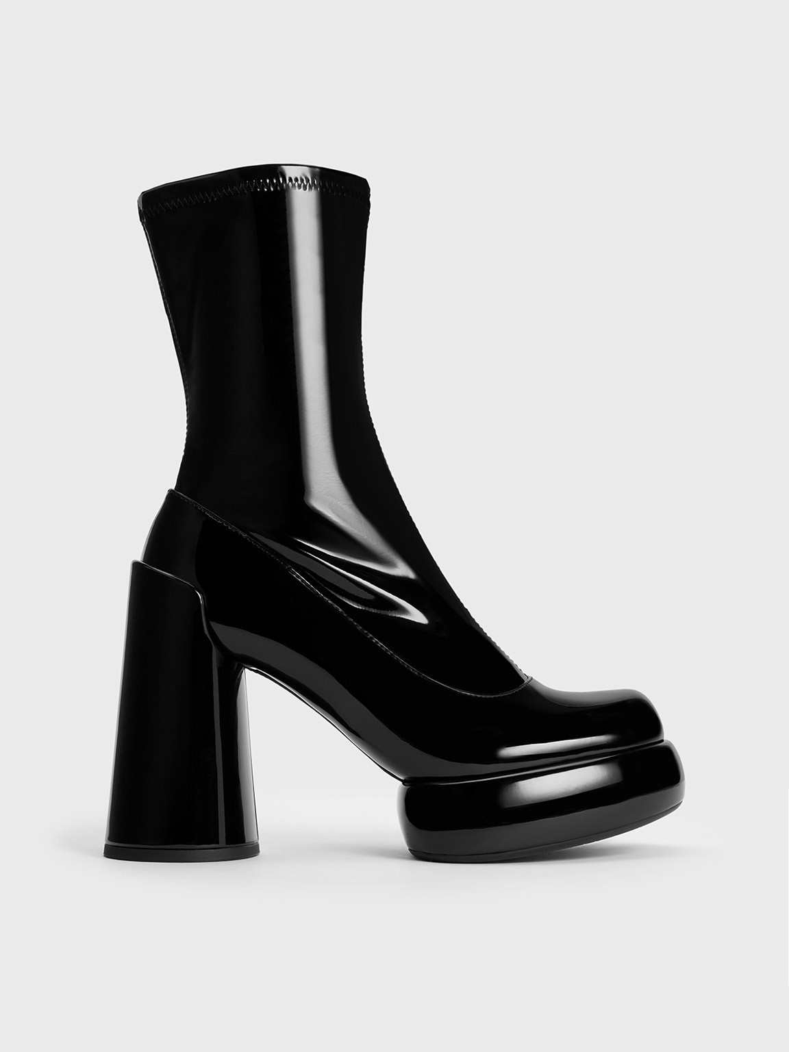 Darcy Patent Platform Ankle Boots
 - Black Patent | Charles & Keith US