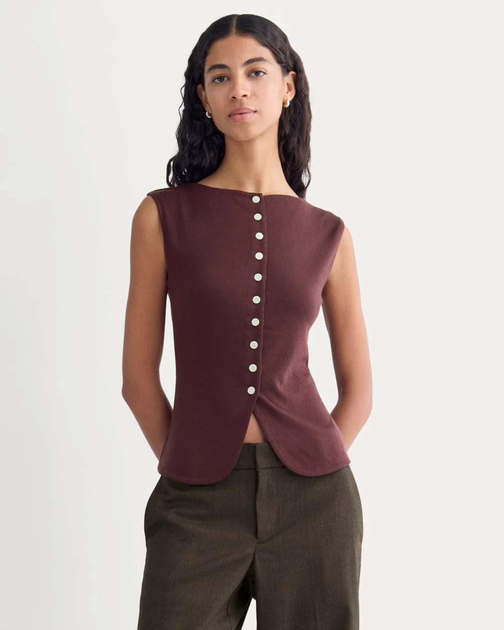 Sleeveless Button-Up in Butterluxe | Taupe | Everlane
