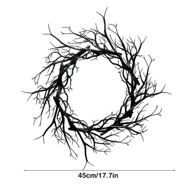 Boovnll Halloween Wreath, 18" Horror & Novelty Handmade Black Twig Glitter Bats Halloween Wreaths... | Walmart (US)