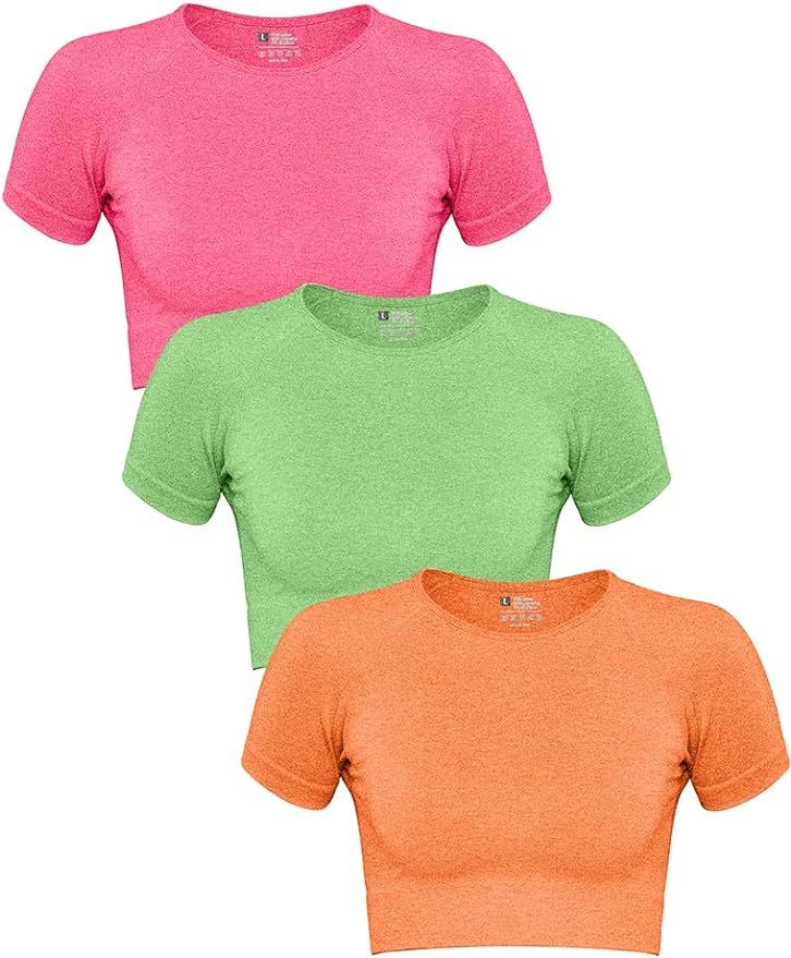 OQQ Women 3 Piece Yoga Crop Tank Top Paded Sports Bra Fitness Running Cami Workout Shirts… | Amazon (US)