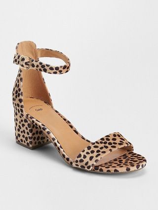 Gap Womens Block Heel Sandals Cheetah Brown Size 10 | Gap US