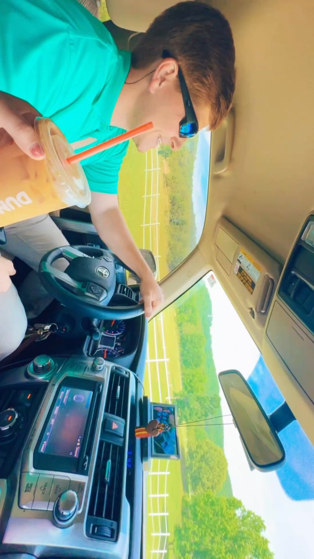 When “Dada” comes home 🏡 from work 🫶🏽 with a @dunkin 🧋for mama 🥰 andddd now we are off 🛻 on a Friday family adventure for our birthday 🎂 week cities!! 👶🏼🩵👶🏼