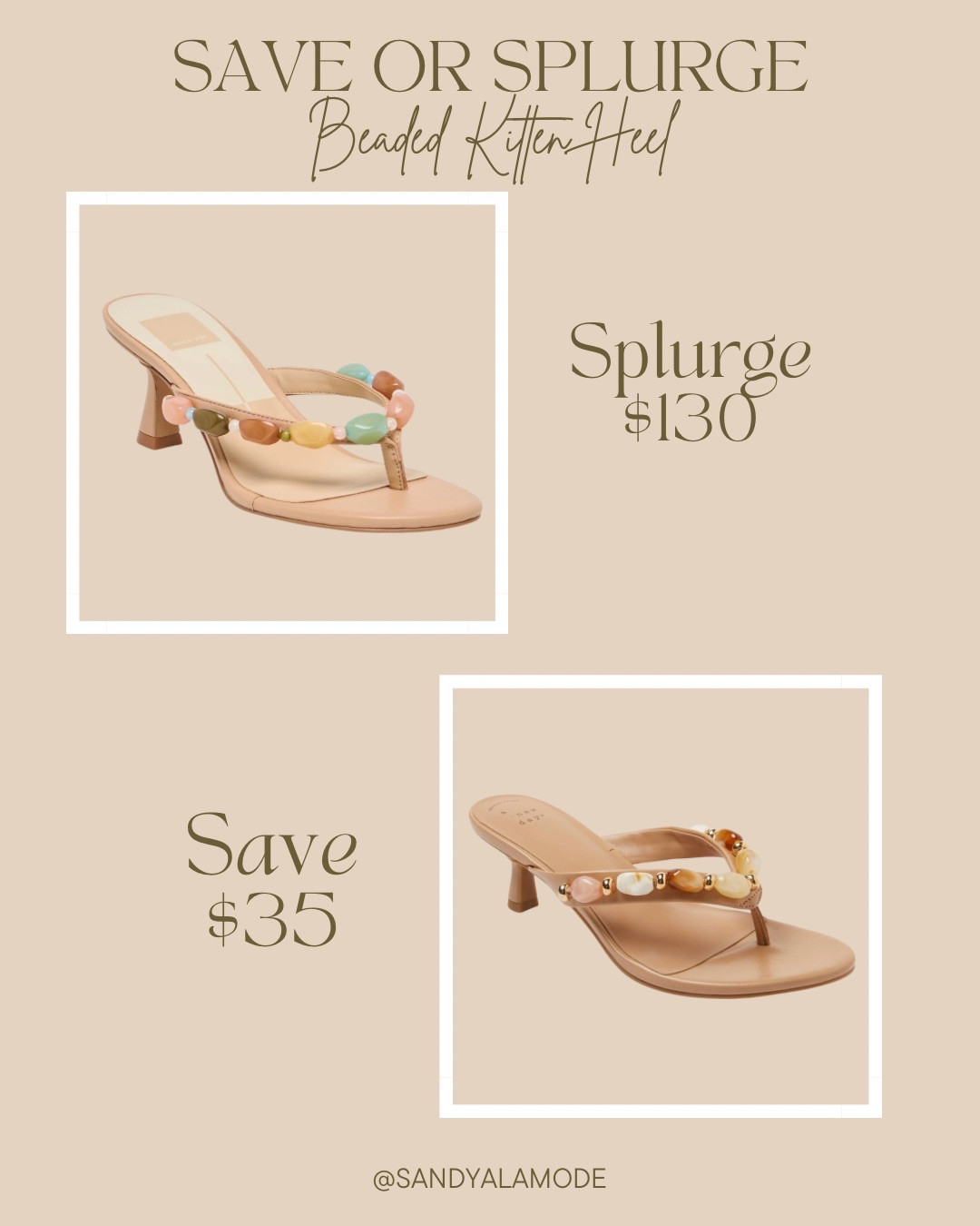 Save vs splurge // look for less // beaded kitten heel // summer sandal // target // dolce vita 

#LTKSeasonal