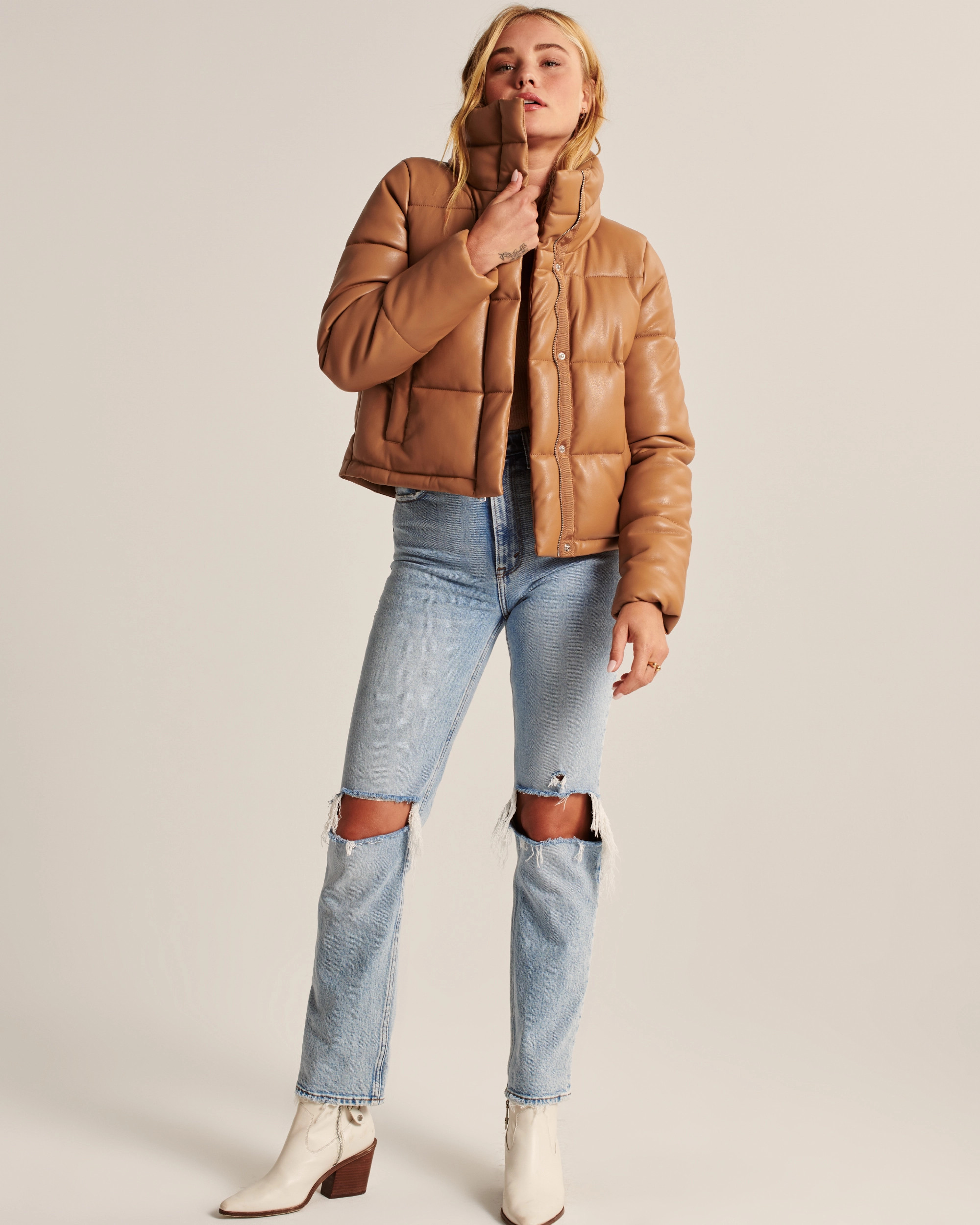 Vegan Leather Mini Puffer | Abercrombie & Fitch (US)