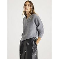 River Island V Neck Jumper - Grey | Very (UK)