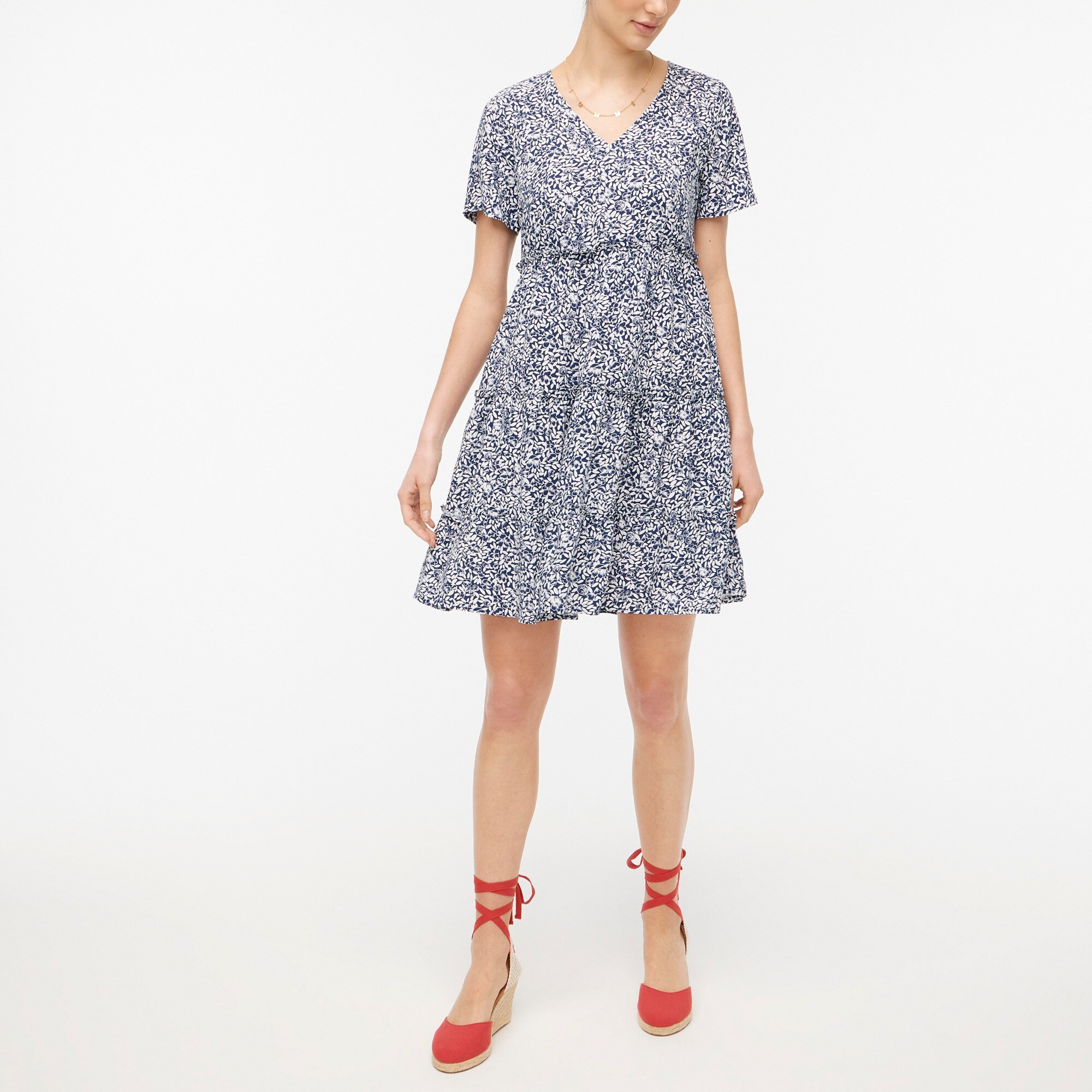 V-neck ruffle tiered mini dress | J.Crew Factory