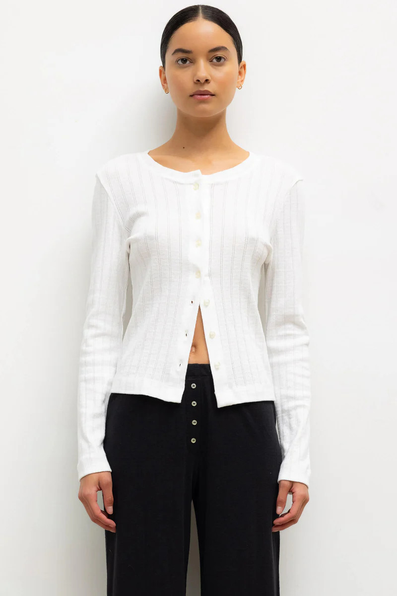 Pointelle Classic Crew Cardigan | LESET